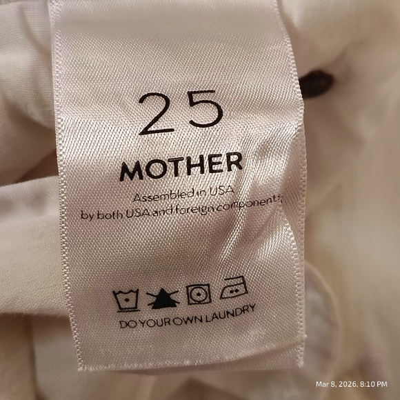MOTHER The Dazzler Shift Jeans Women 25 Act Natural Made in USA Designer WHITE - Picture 5 of 12